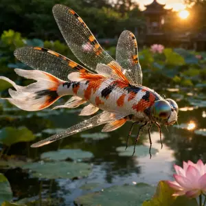 Dragonfly + Koi fish